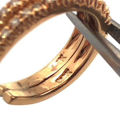 Classic 14K Yellow Gold Diamond Double Elongated Open Hoop Pierced Earrings