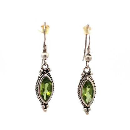 Designer 925 Sterling Silver Peridot Bead 5 Circle Drop Dangle Stud Earrings