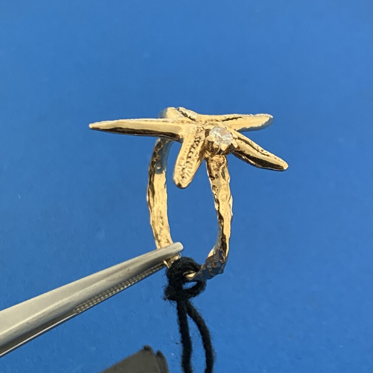 Designer Dyadema Italy 925 Sterling Silver Vermeil Cubic Zirconia Star Fish Ring