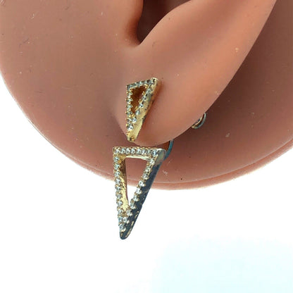 925 Sterling Silver Round Cubic Zirconia Modernist Drop Stud Earrings