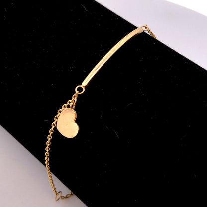 Designer ARR 14K Yellow Gold Simple Heart Charm Chain Bar Bracelet