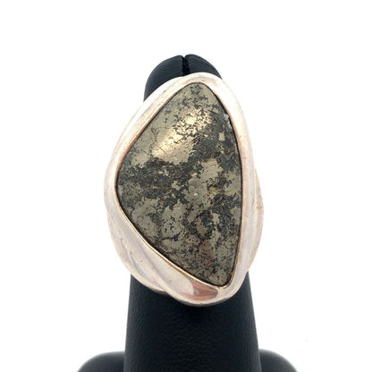 Designer Barse 925 Sterling Silver Rough Cut Hematite Chunky Statement Ring