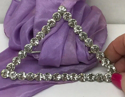 Dramatic Vintage Runway Silver Tone Rhinestone Triangle Scarf Belt Slide Buckle