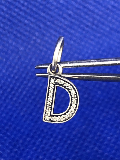 Retired PANDORA ALE 925 Sterling Silver Cubic Zirconia Initial D  791316CZ Charm