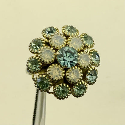 Joseph Esposito ESPO 925 Sterling Silver Vermeil Blue Cubic Zirconia Flower Ring