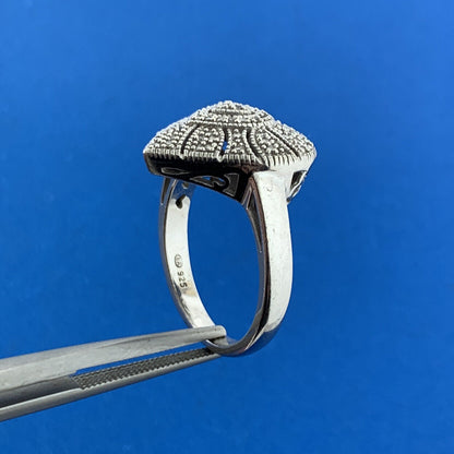 Designer EA 925 Sterling Silver Pave Diamond Heart Anniversary Dome Ring