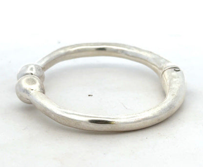 Vintage UNO 925 Sterling Silver Oval Hinged Ball Cuff Bracelet