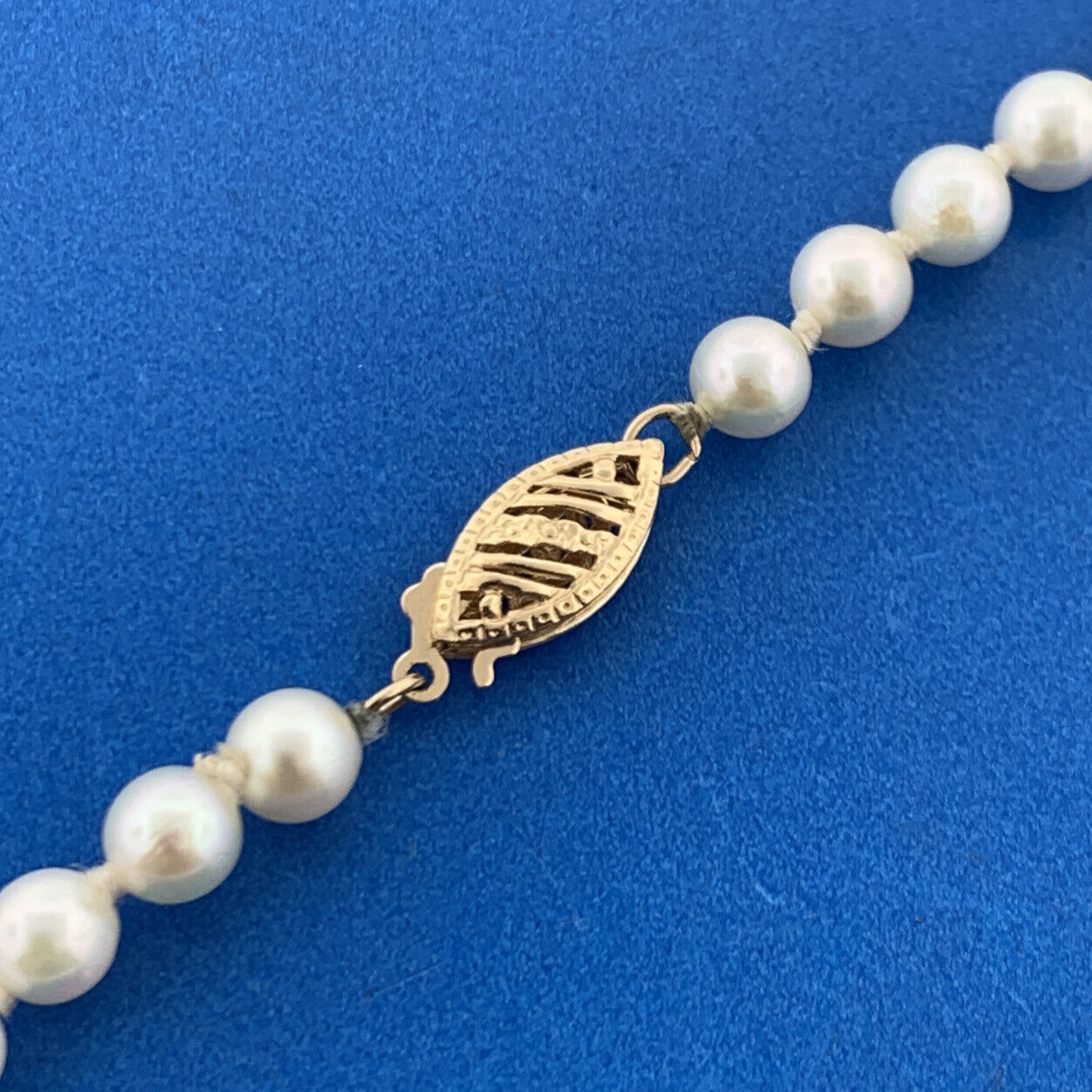 14K Yellow Gold Hand Knotted Pearl June Anniversary Bridal Necklace