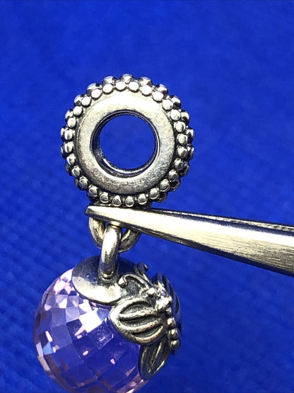 925 Silver Retired PANDORA ALE Morning Butterfly Pink CZ Dangle Charm 791258