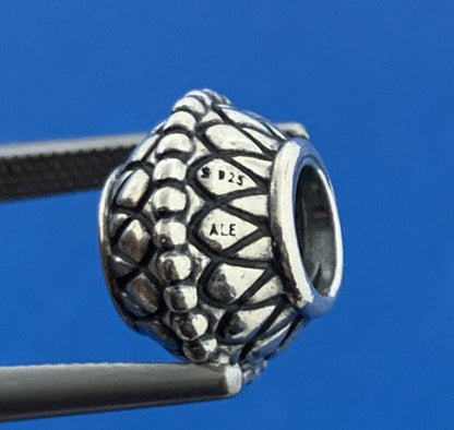 Pandora Sterling Silver 925 Teardrop Pebbled Ribbed Slide Bracelet Spacer Charm