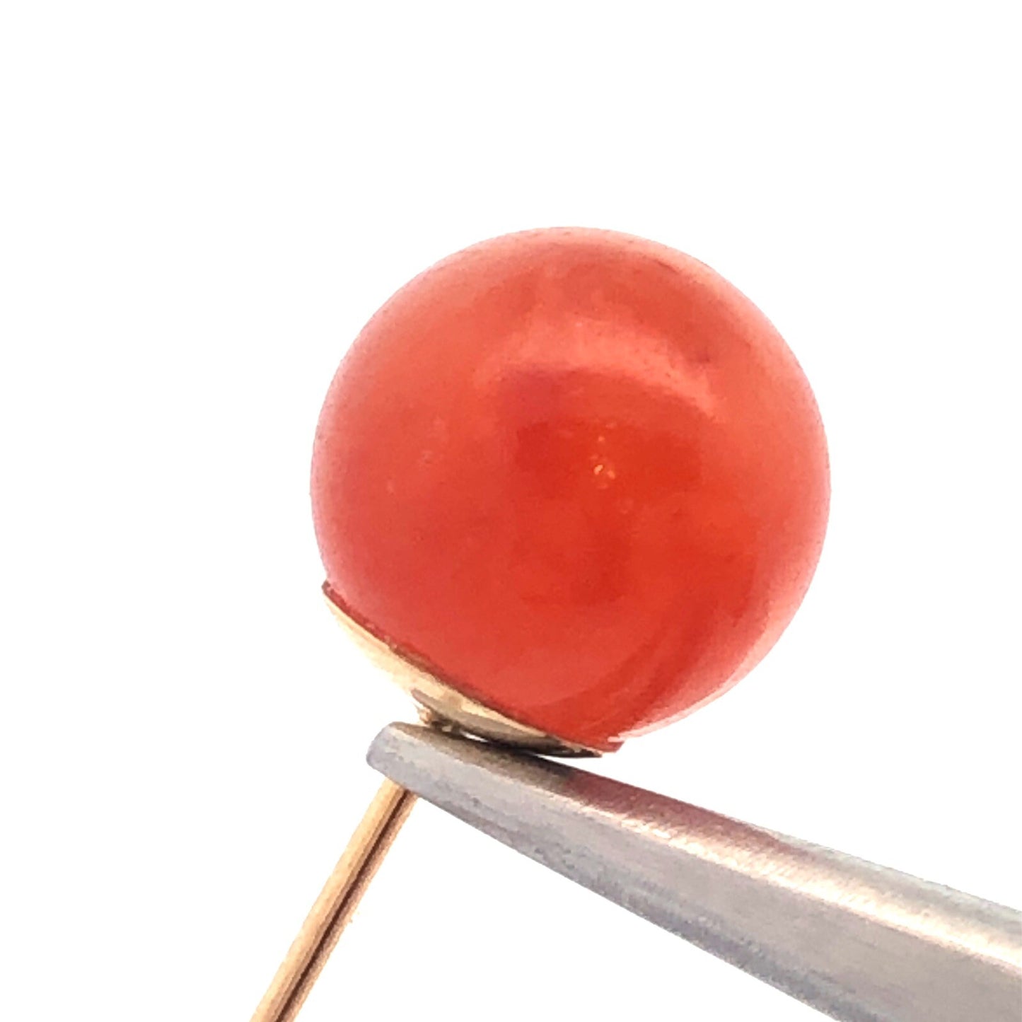 Gorgeous 14k Yellow Gold Carnelian Sphere Bead Stud Earrings w/ Friction Backs