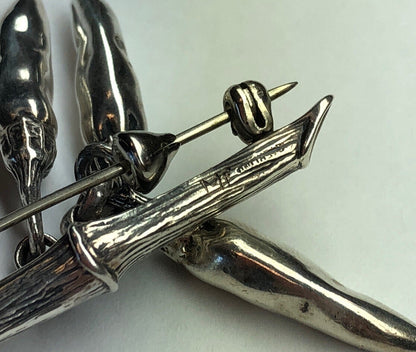 Vintage Mignon Faget Sterling Silver Bamboo Chili Peppers Charm Pin Brooch Rare