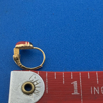 Milor Italy 18K Yellow Gold Red Black Enamel Lady Bug Insect Earrings