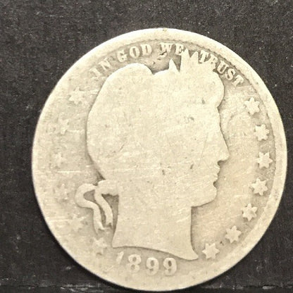 1899 P Silver Barber Quarter Better Key Date Philadelphia Coin Rare Scarce
