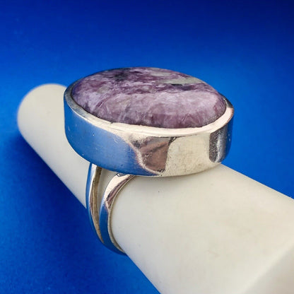 Estate Sterling Silver 925 Ruby In Zoisite Oval Cabochon Statement Ring