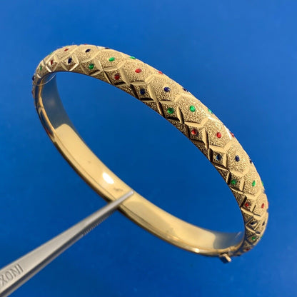 Designer 14K Yellow Gold Textured Bangle Bracelet
