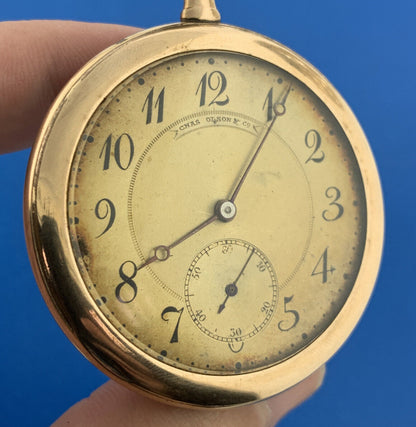 Antique Private Label Pocket Watch Chas Olson & Co With Fahy's Gold Filled Case