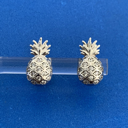 Designer YGI 925 Sterling Silver Cubic Zirconia CZ Pineapple Stud Earrings