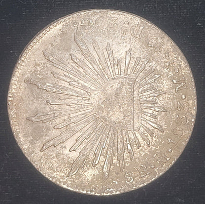 1833 Mo 8R Mexican Mint Mexico M.J. .903 Silver Milled Cap & Rays Libertad Coin