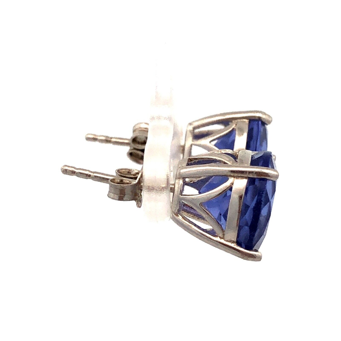 Designer TGGC 925 Sterling Silver Round Blue Tanzanite Solitaire Stud Earrings