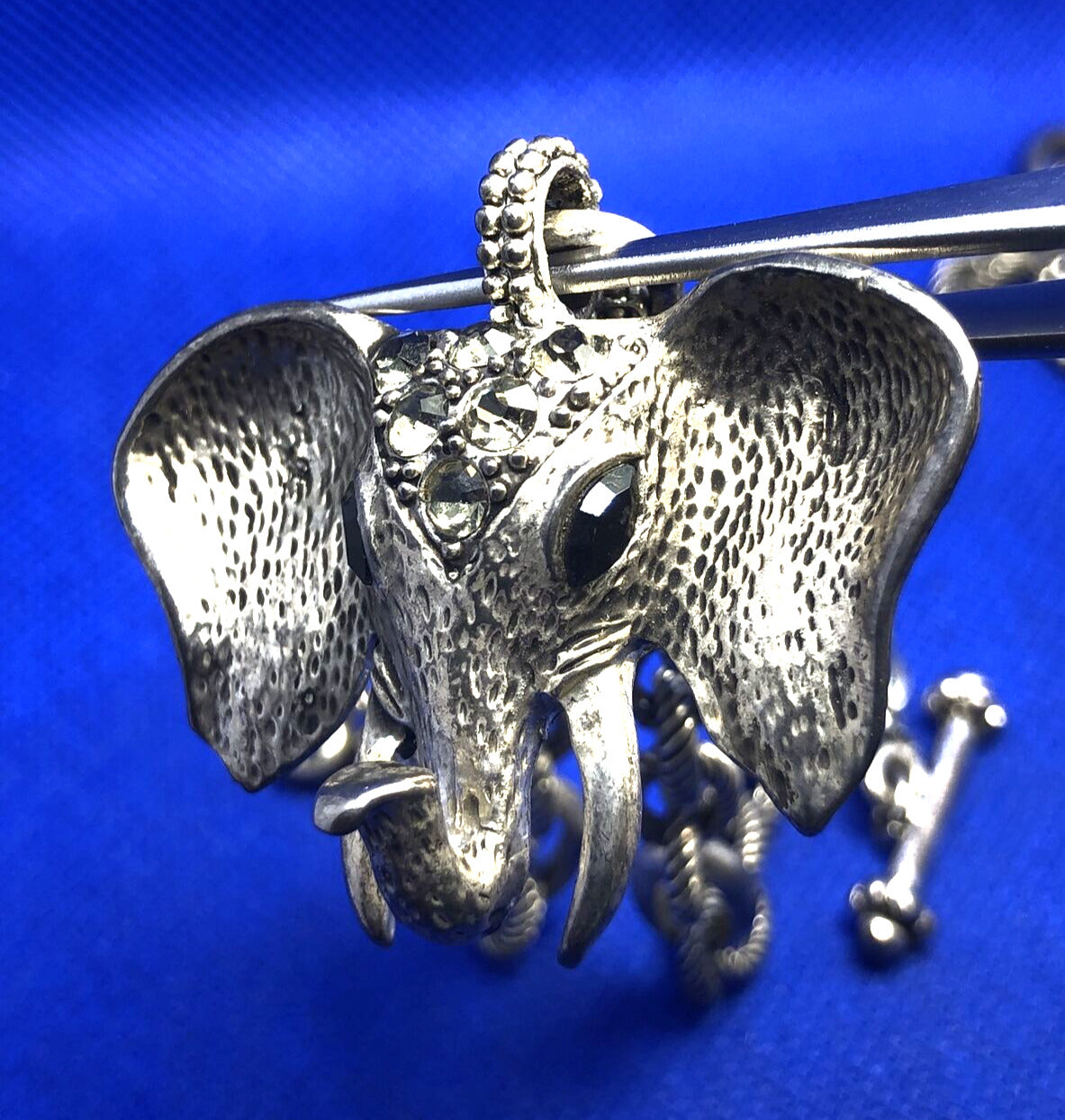 Silver-Tone Rhinestone Gop Go Alabama Elephant Statement Necklace