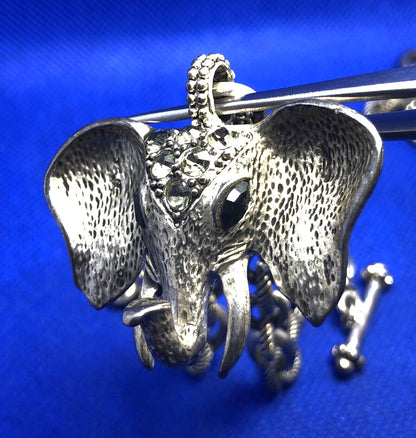 Silver-Tone Rhinestone Gop Go Alabama Elephant Statement Necklace