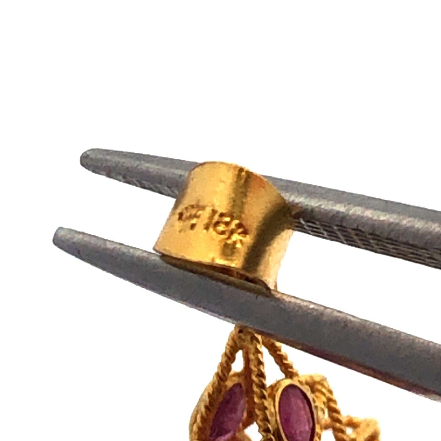 Designer 18K Yellow Gold Round Ruby Cluster Star Snowflake Pendant