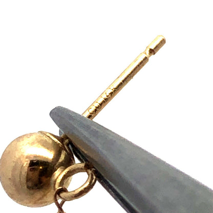 14K Yellow Gold Designer CU Modernist Oval Chain Dangle Stud Earrings