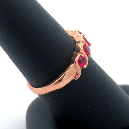 Estate Designer JFM 14K Rose Gold Ruby July Anniversary Occasion Band Ring