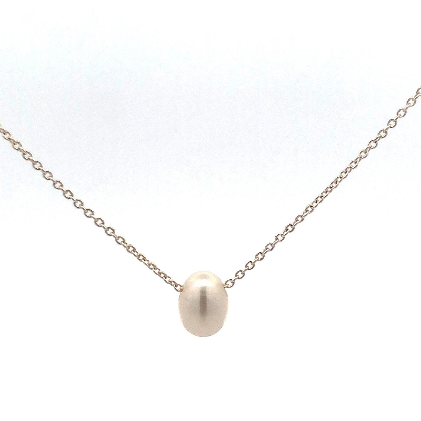 Sterling Silver Pearl Pendant Anniversary Chain Necklace