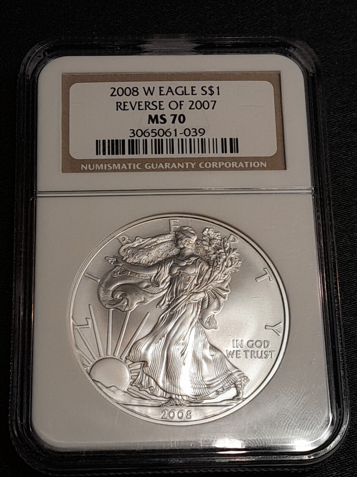 2008 W Eagle Silver $1 Reverse of 2007 MS 70 NGC Ultra Rare