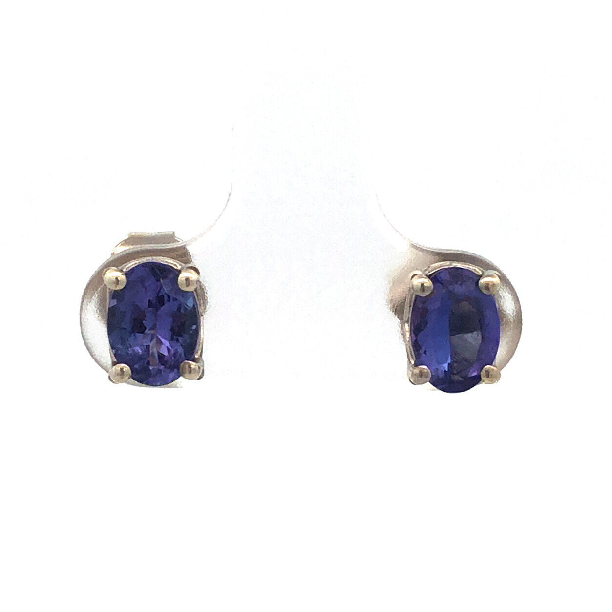 925 Sterling Silver Solitaire Oval Tanzanite Every Day Stud Earrings