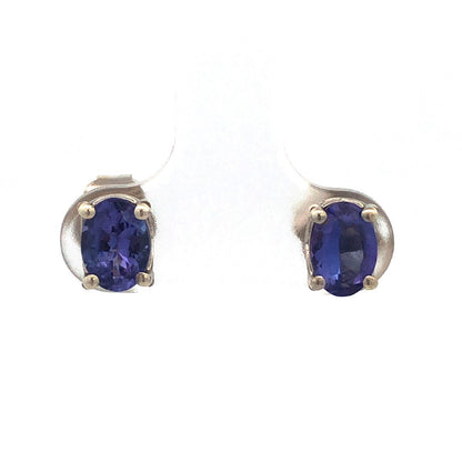 925 Sterling Silver Solitaire Oval Tanzanite Every Day Stud Earrings