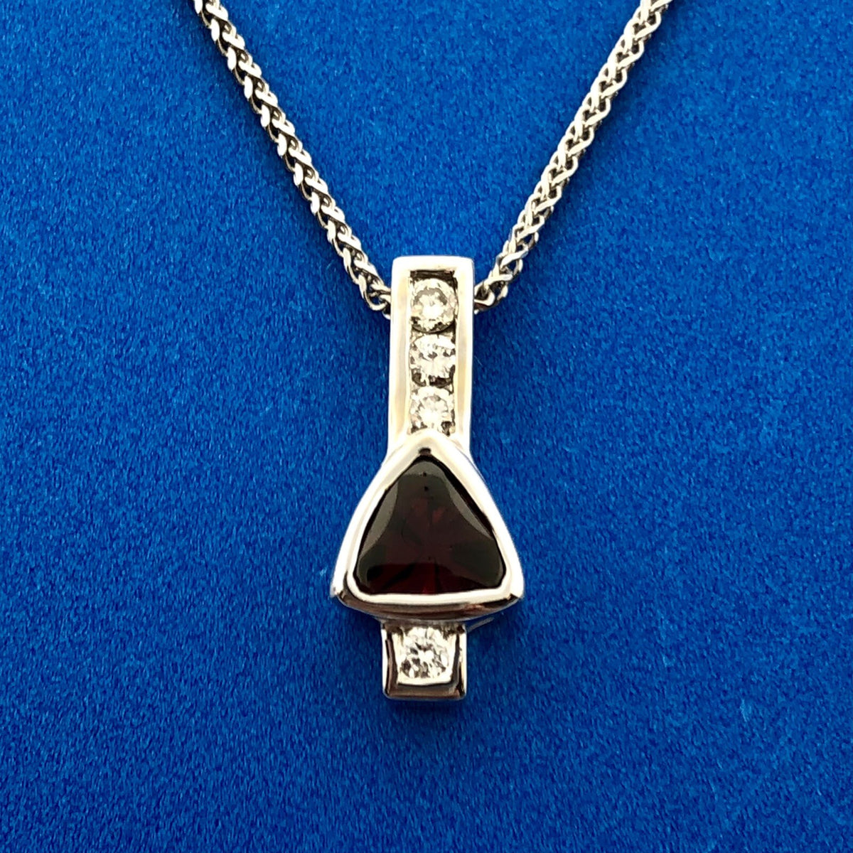 Designer India 14K White Gold Trilliant Garnet Diamond Accent January Necklace