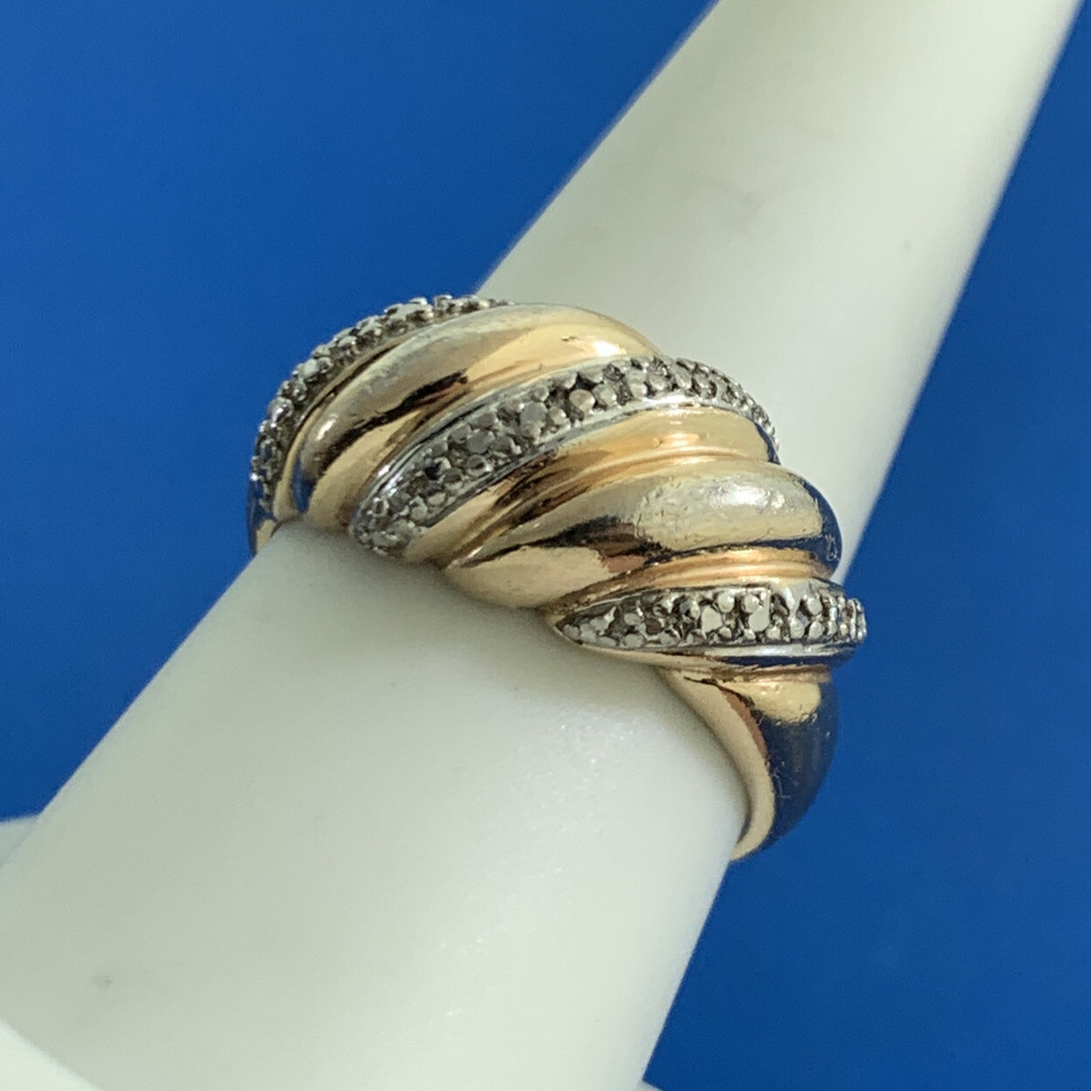 Designer Vermeil Two-Toned 925 Sterling Silver Twisted Statement Ring