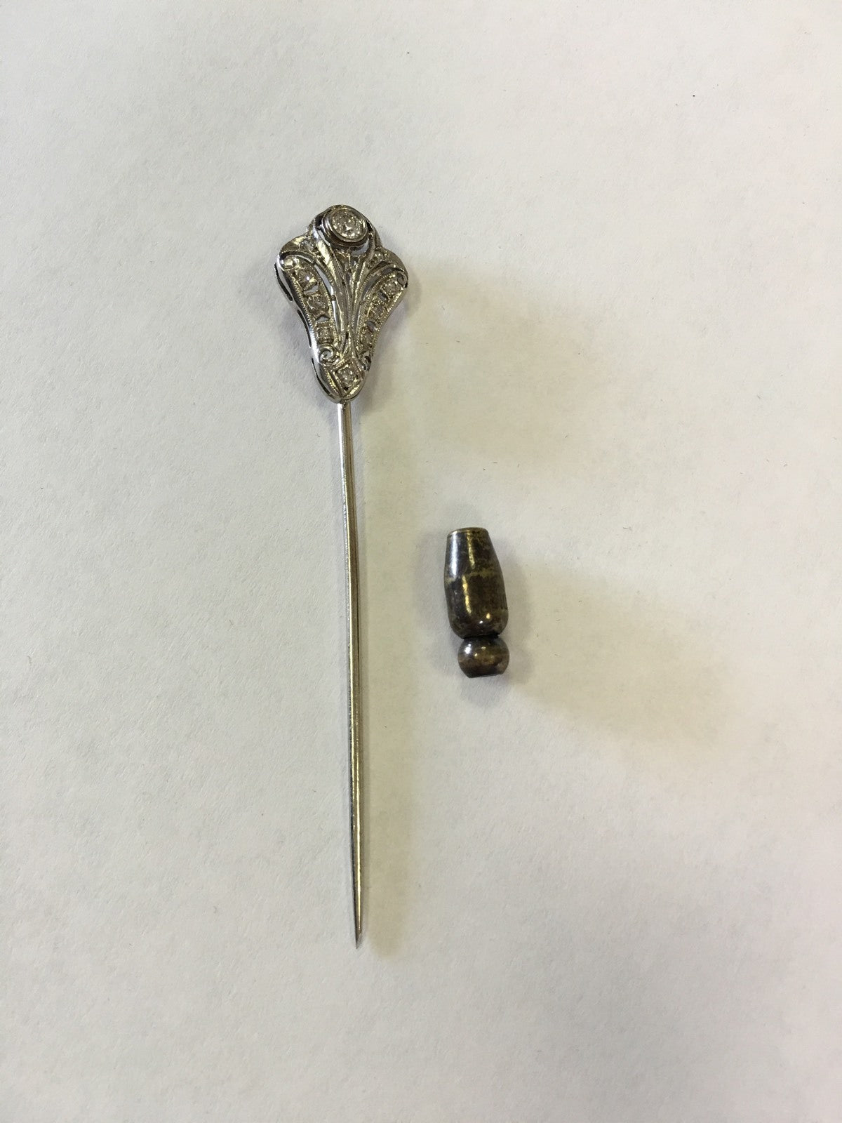 Vintage Art Deco Platinum Diamond Stick Pin .25tcw 1/4