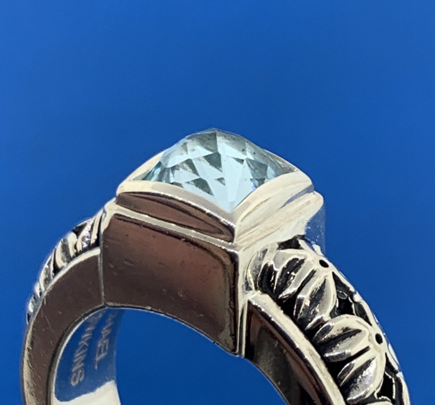 Michael Dawkins Sky Blue Topaz Russian Pattern Sterling Silver 925 Ring QVC