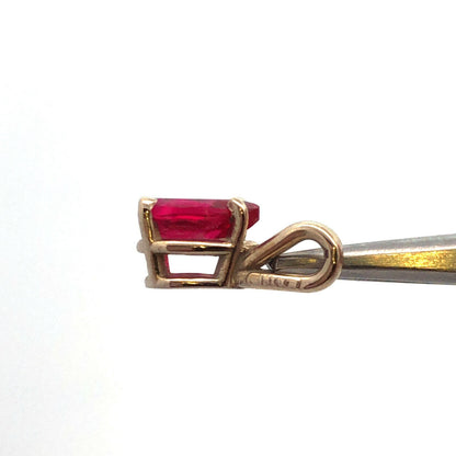 Vintage 14K White Gold Pear Ruby Solitaire Petite Drop Pendant