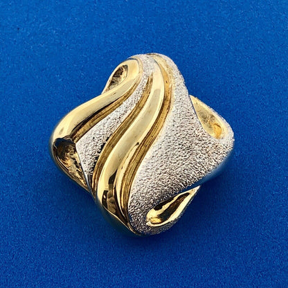 Designer Milor Italy 925 Sterling Silver Two Toned Textured Modernist Pendant