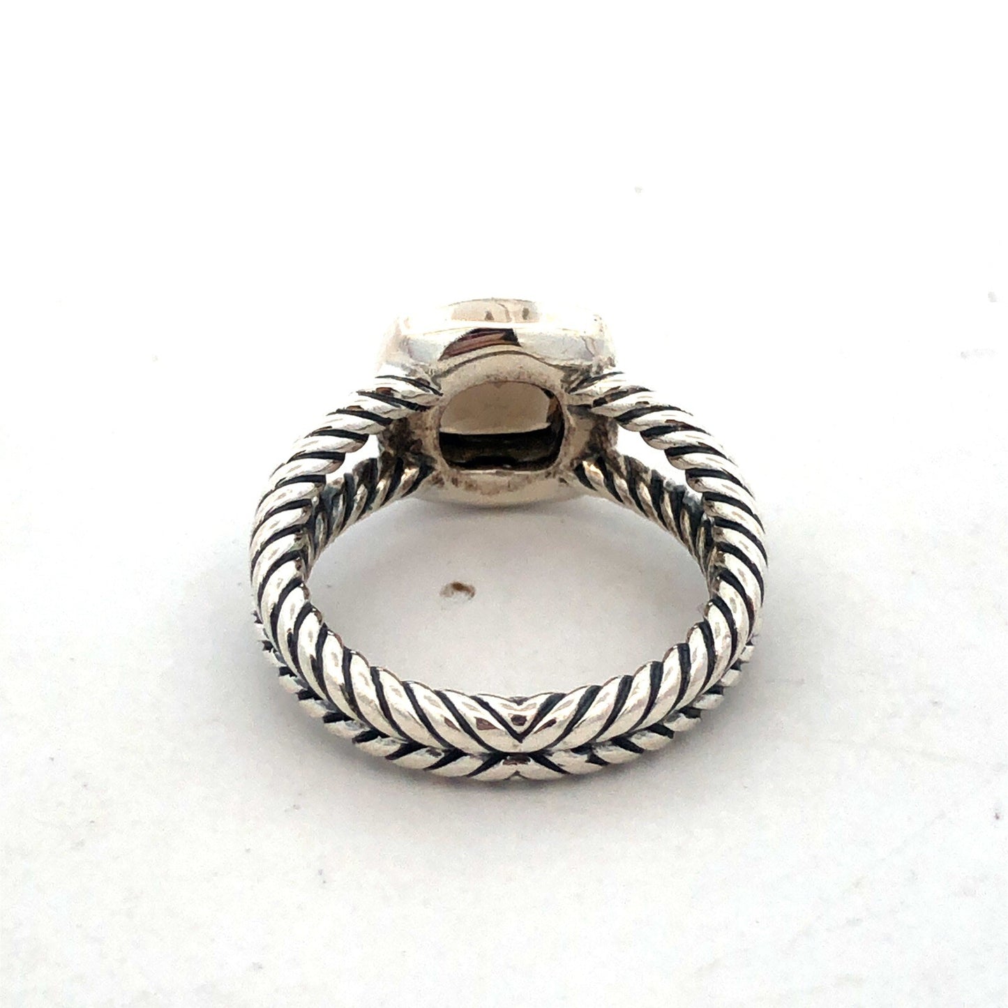 David Yurman 925 Sterling Silver Smoky Quartz Diamond Halo Petite Albion Ring