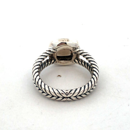 David Yurman 925 Sterling Silver Smoky Quartz Diamond Halo Petite Albion Ring