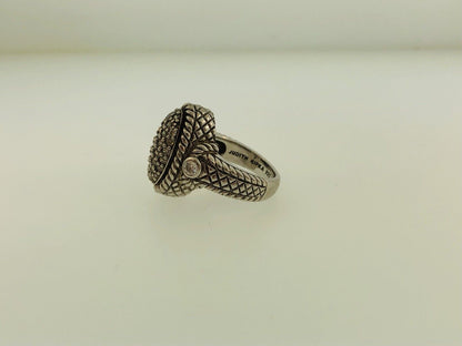 Judith Ripka JR Sterling Silver 925 Diamonique CZ Oval Textured Statement Ring