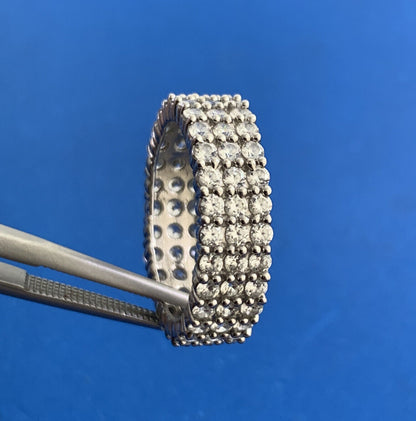 MEDA 925 Sterling Silver Cubic Zirconia Eternity Wedding Anniversary Band Ring