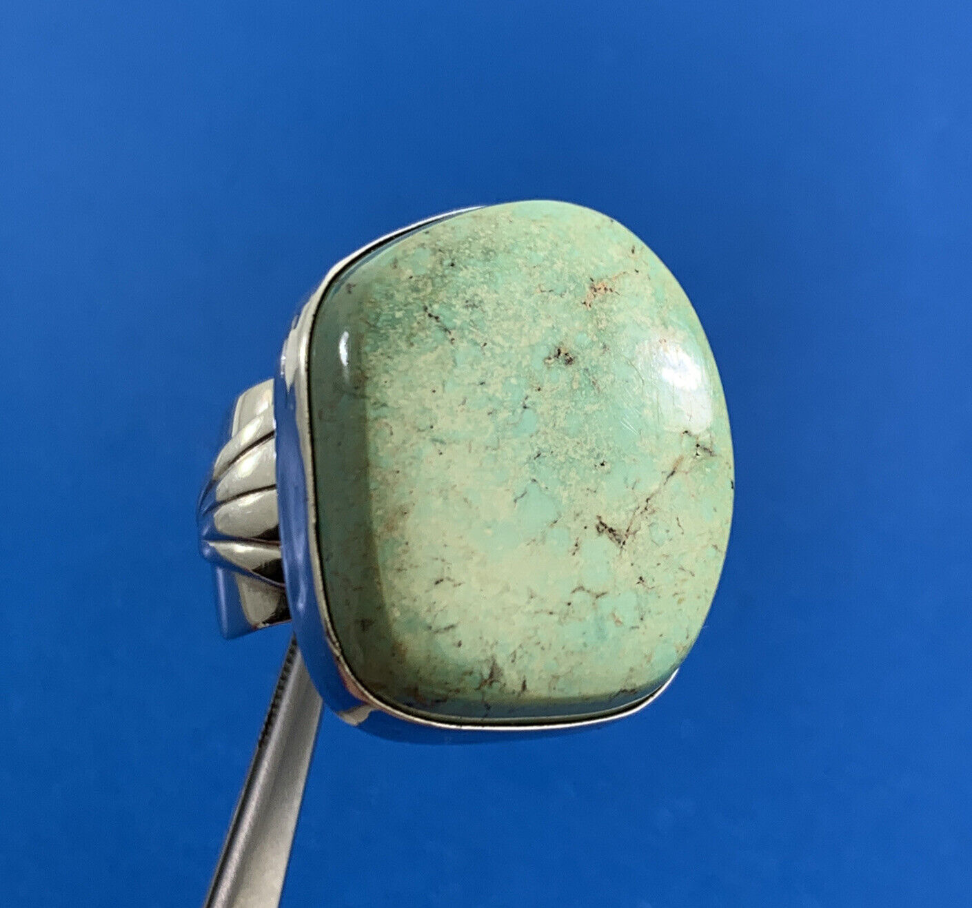 Rita Dawes Navajo 925 Sterling Silver Royston Green Turquoise Statement Ring