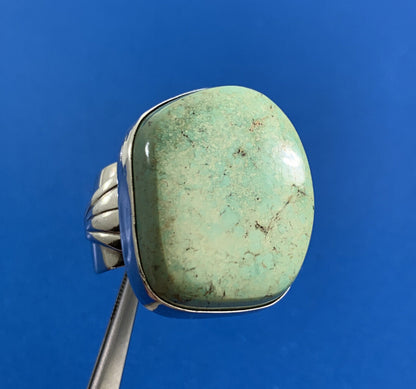 Rita Dawes Navajo 925 Sterling Silver Royston Green Turquoise Statement Ring