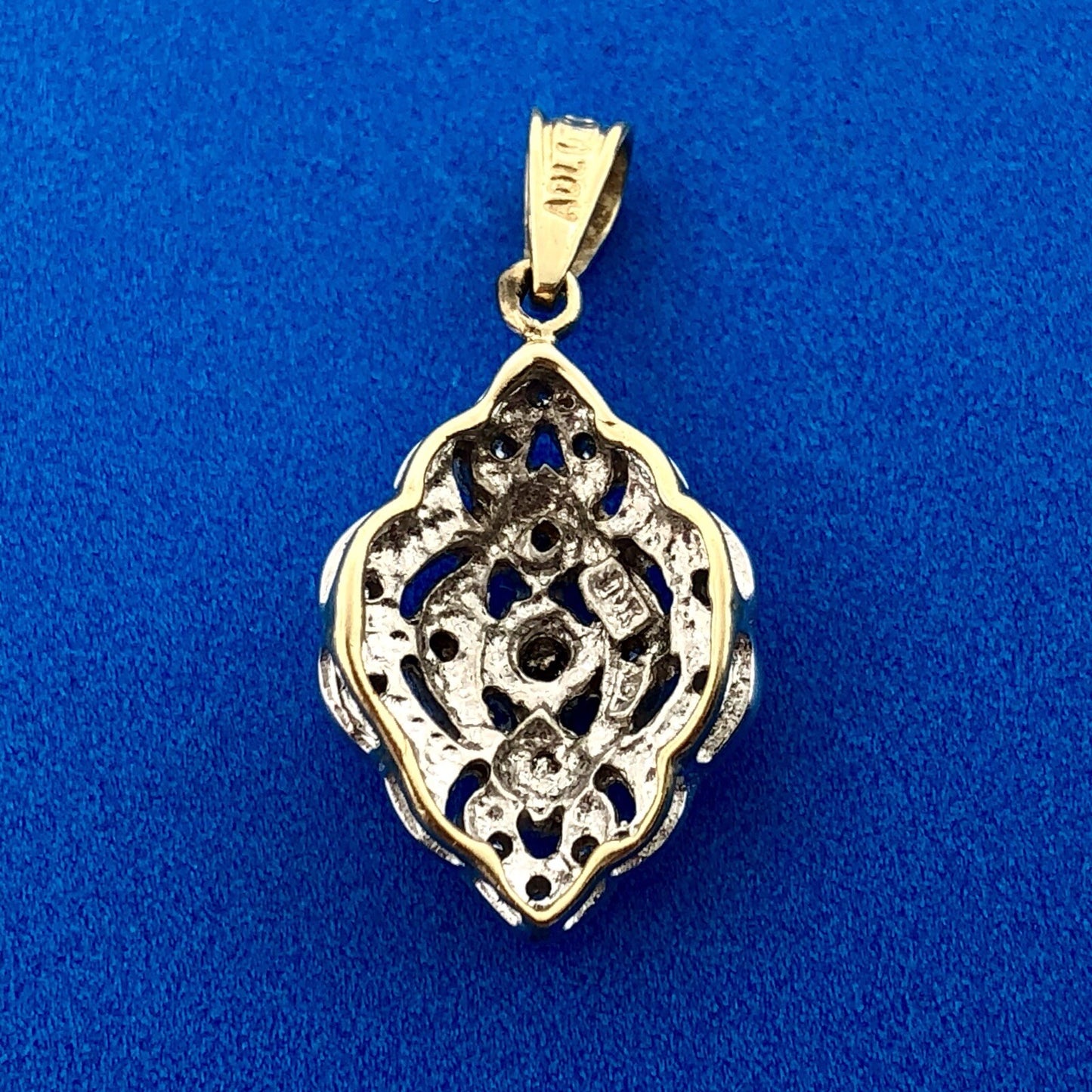 Vintage Art Deco Style 10k Yellow White Gold Diamond Pendant