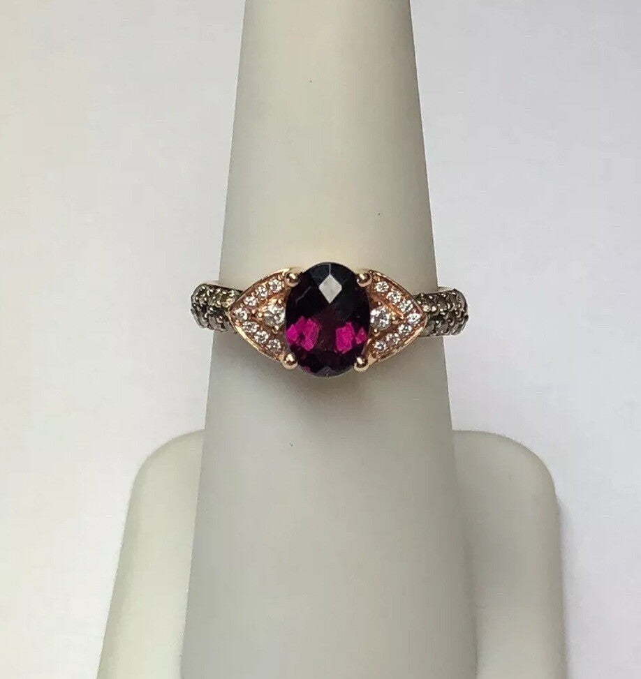 LeVian 14K Rose Gold Mocha Vanilla Diamond Garnet January Anniversary Ring
