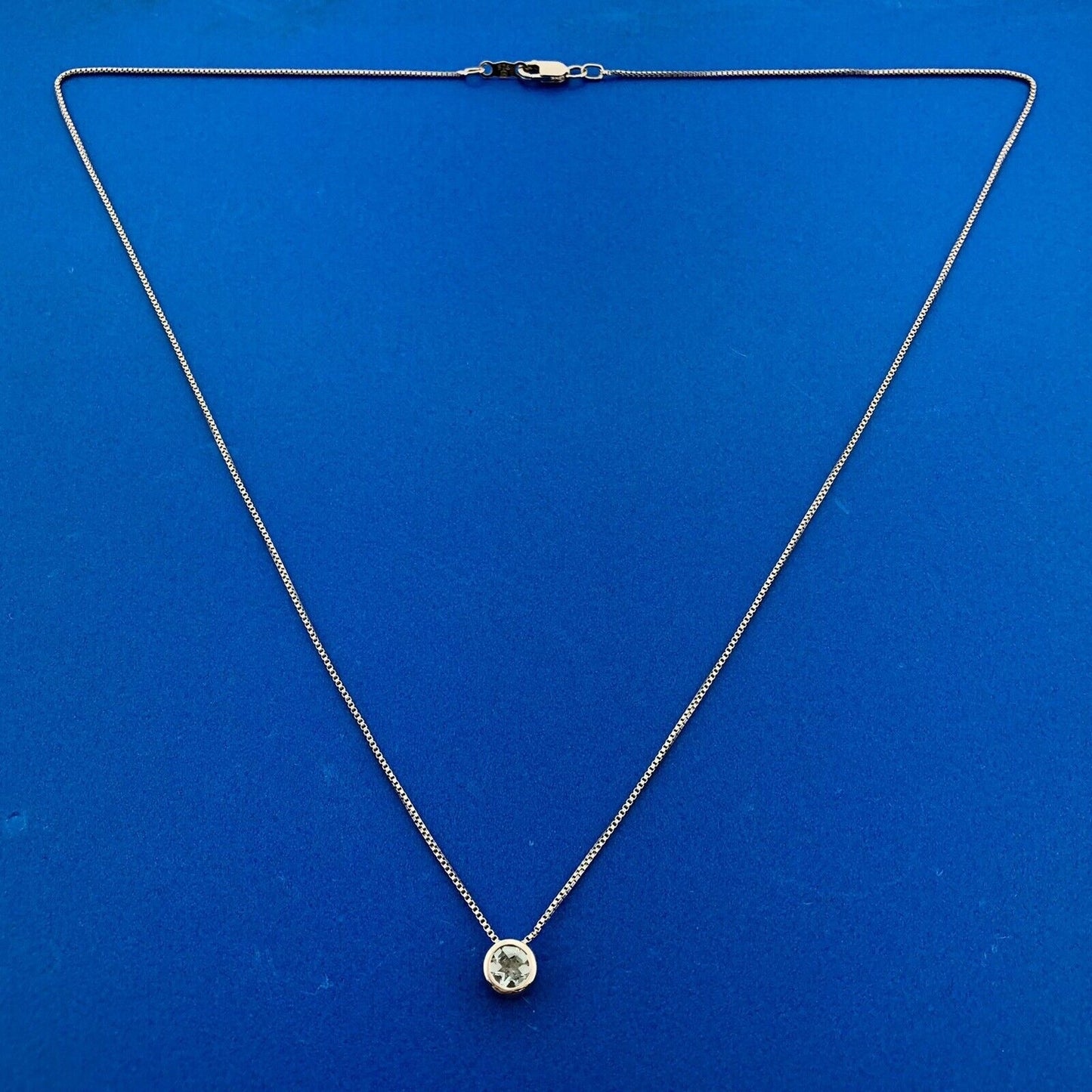 Designer STS 925 Sterling Silver 19" Box Chain Round Cubic Zirconia CZ Necklace