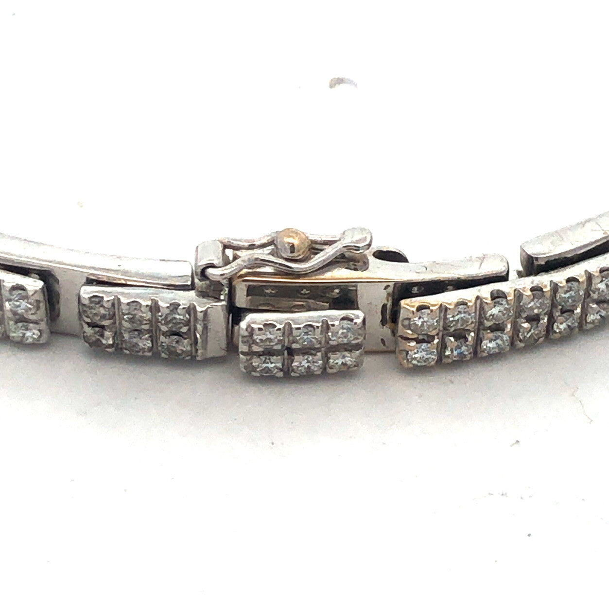 Designer Raima 14k White Gold Diamond Panel Link Box Clasp 7" Tennis Bracelet
