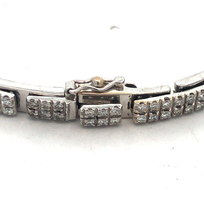 Designer Raima 14k White Gold Diamond Panel Link Box Clasp 7" Tennis Bracelet